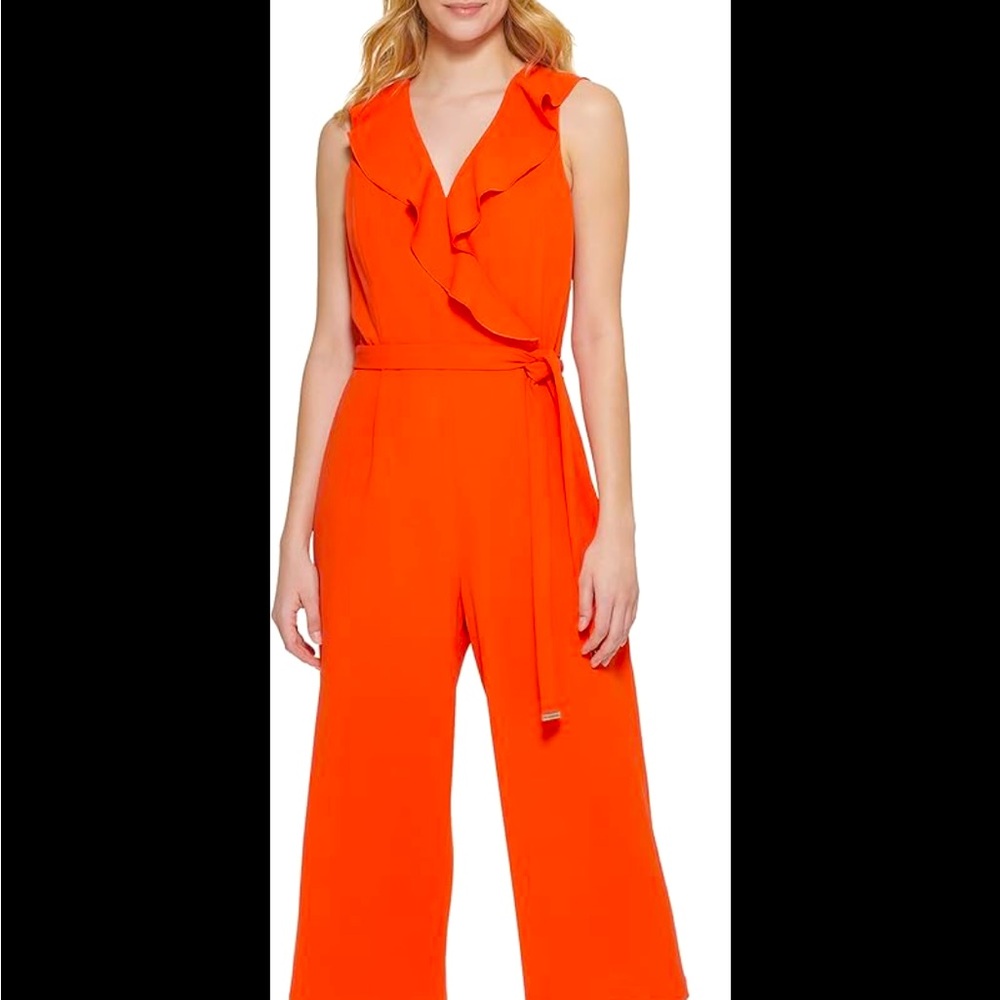 Coral Tommy Hilfiger Ruflet jumpsuit